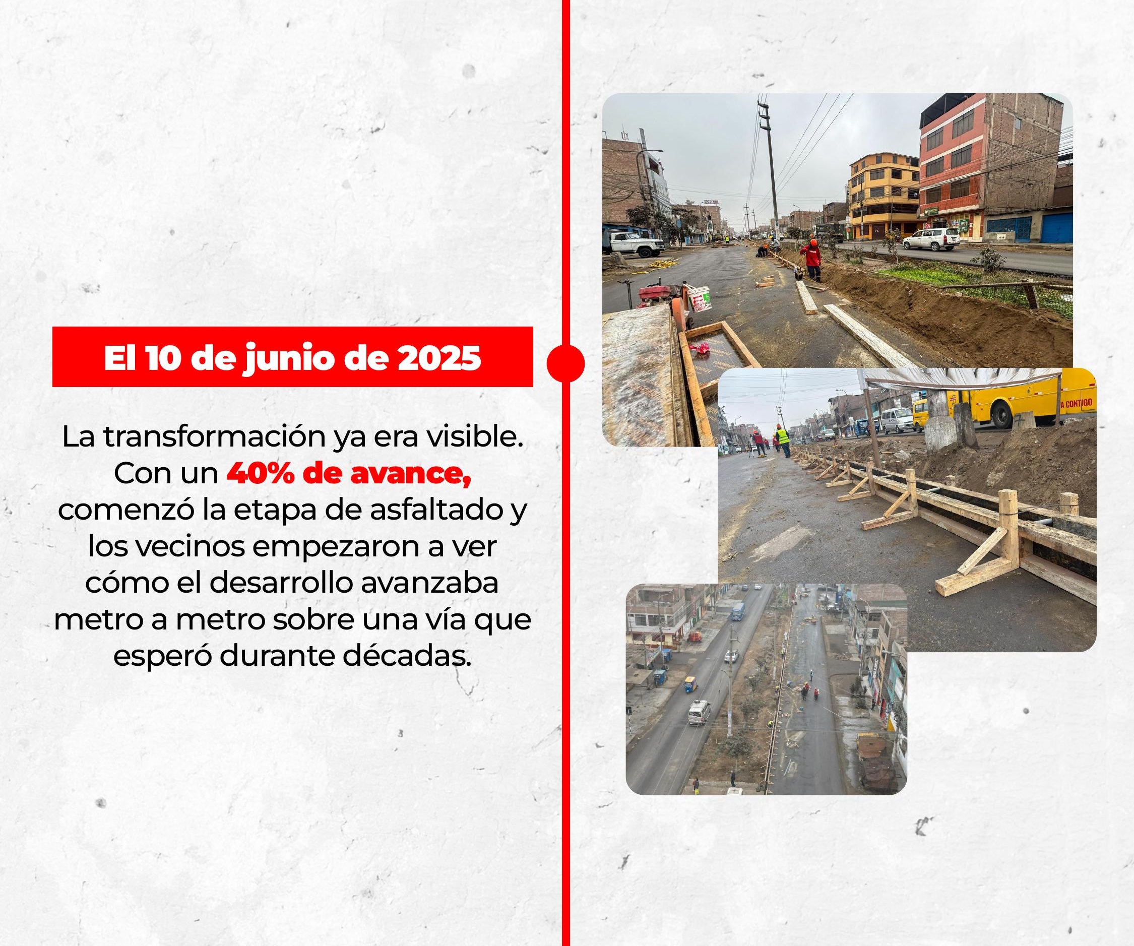 40% de avance obra Av. Central – Junio 2025. Asfaltado en San Juan de Lurigancho