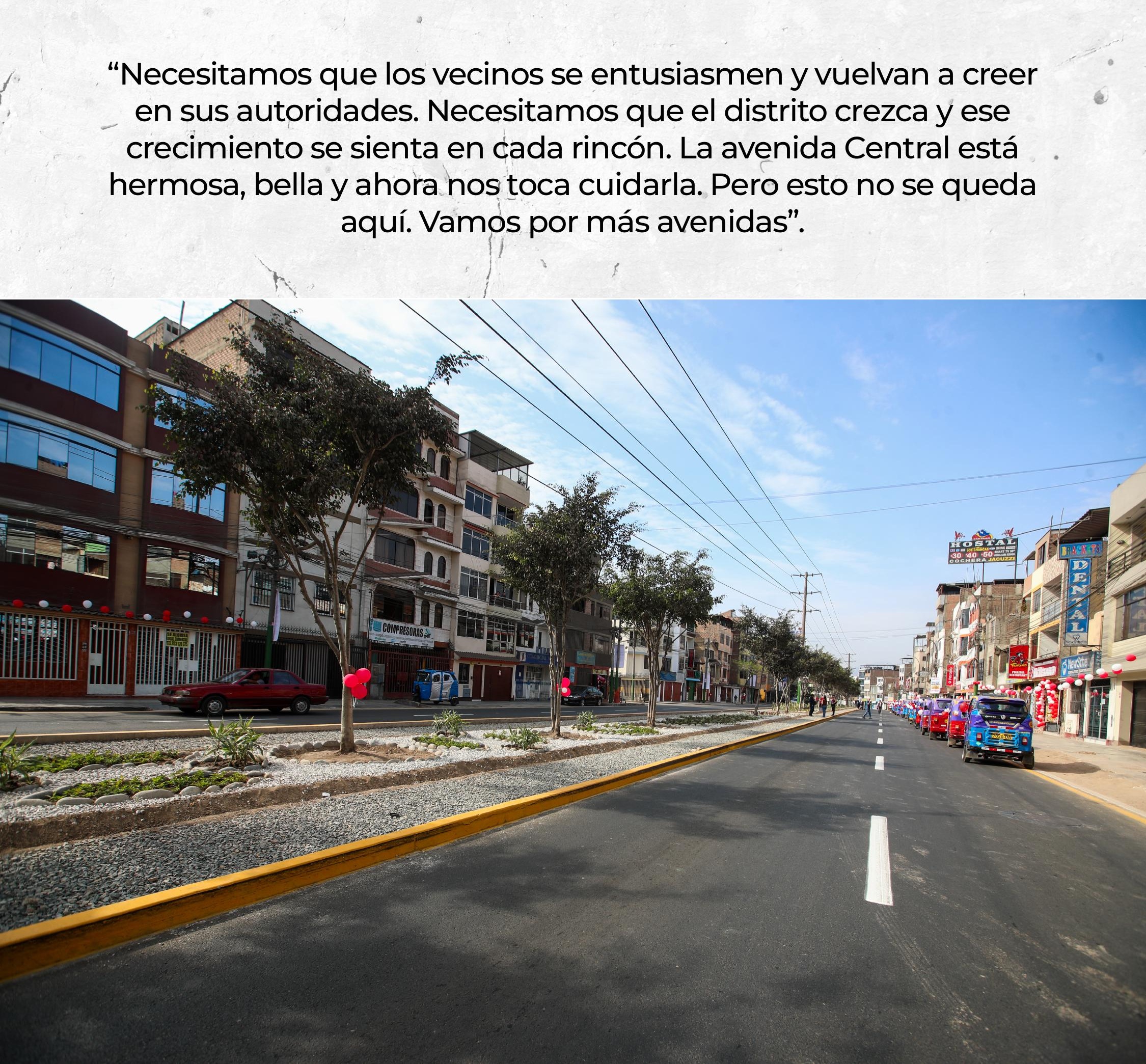 Avenida Central inaugurada – Vista actual. San Juan de Lurigancho, Lima, Perú